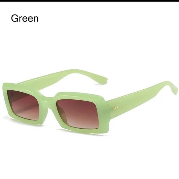 NWT Trendy Lime Green Rectangle Sunglasses | Retro 90s Chunky Frame UV400 Shades main image 10